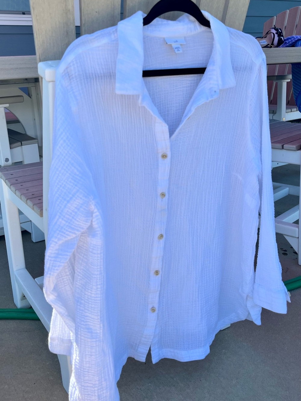 J Jill White Button-Down Gauze Shirt